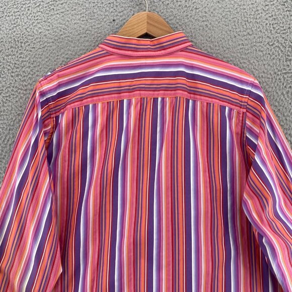 Lauren Ralph Lauren Shirt Womens 2X Plus Pink Multi Striped Button Up Collared - Picture 4 of 9